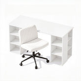 Artiss Office Desk & Chair Set 150cm Computer Desk with 6 Storage Shelves &