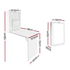 Artiss Computer Desk Bookshelf Wall Mount White