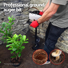 Giantz Post Hole Digger Auger Drill Bit Set 100mm 200mm 300mm Carbon Steel Black