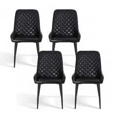 Artiss Set of 4 Dining Chairs Retro PU Leather Kitchen Lounge Cafe Accent Chair Black