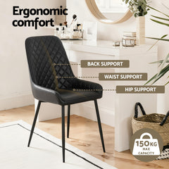 Artiss Set of 4 Dining Chairs Retro PU Leather Kitchen Lounge Cafe Accent Chair Black
