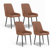 Artiss Set of 4 Dining Chairs Retro PU Leather Kitchen Lounge Cafe Accent Chair Brown