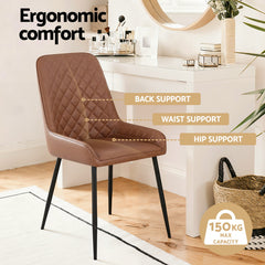Artiss Set of 4 Dining Chairs Retro PU Leather Kitchen Lounge Cafe Accent Chair Brown