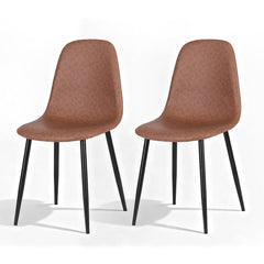 Artiss Set of 2 Dining Chairs Retro PU Leather Kitchen Lounge Cafe Accent Chair Brown