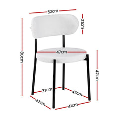 Artiss Dining Chairs Set of 6 Sherpa Boucle White
