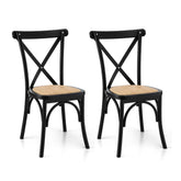 Artiss Set of 2 Dining Chairs Rattan Wooden Kitchen Accent Chair Cafe Lounge Rubber Wood