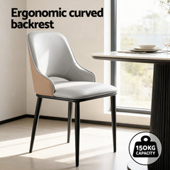 Artiss Set of 1 Dining Chair Hollow PU Leather Kitchen Lounge Cafe Accent Chairs Grey
