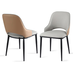 Artiss Set of 2 Dining Chairs Hollow PU Leather Kitchen Lounge Cafe Accent Chair Grey