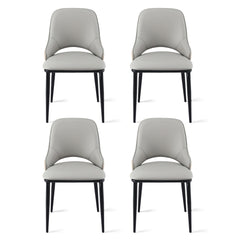 Artiss Set of 4 Dining Chairs Hollow PU Leather Kitchen Lounge Cafe Accent Chair Grey