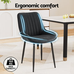Artiss 4x Dining Chairs Retro PU Leather Kitchen Lounge Cafe Accent Chair Black