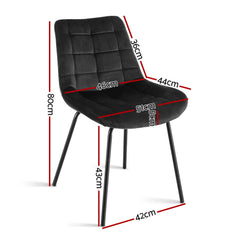 Artiss 2x Dining Chairs Velvet Tufted Kitchen Lounge Cafe Accent Chair Black