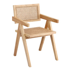 Artiss Set of 1 Dining Chair Wooden Rattan Seat Rubber Wood Frame