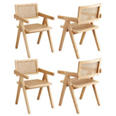 Artiss Set of 4 Dining Chairs Wooden Rattan Seat Rubber Wood Frame