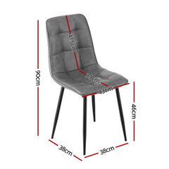 Artiss Set of 4 Dining Chairs Retro PU Leather Kitchen Lounge Cafe Accent Chair Grey