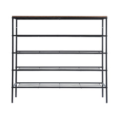 Artiss Shoe Rack 5-tier 25 Pairs Walnut Bob