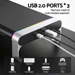 Artiss RGB Monitor Stand USB Hub Desk Free Delivery