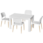 1 Artiss Dining Table and 4 Chairs Set White Wood