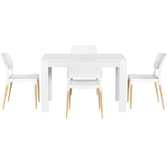 1 Artiss Dining Table and 4 Chairs Set White Wood