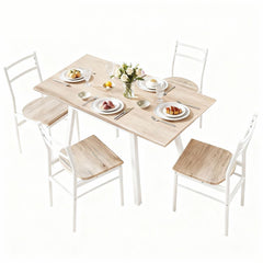 Artiss Dining Table and Chairs Set 5pcs with Extendable 60-120cm Drop-Leaf Table