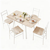 Artiss Dining Table and Chairs Set 5 Piece Foldable Kitchen Furniture Natural White