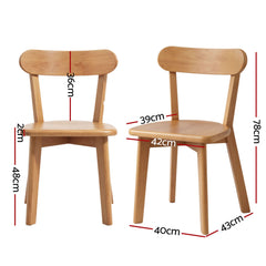 1 Artiss Dining Table and 4 Chairs Set Natural Timber