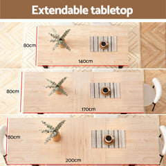 Artiss 200cm Extendable Dining Table Set with 4x Dining Chairs Sherpa White