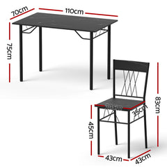 Artiss Dining Table and Chairs Set of 5 Compact Kitchen Furniture Marble Black