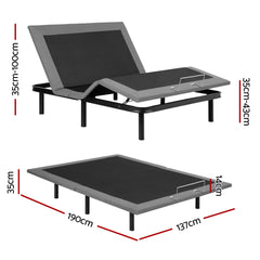 Artiss Adjustable Bed Frame Double Size Electric Bed Base Wireless Remote