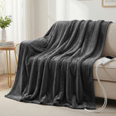 Giselle Electric Throw Rug Double Size 200x180cm Coral Fleece Heated Blanket Grey - Free Delivery