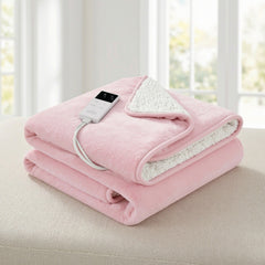 Giselle Electric Throw Rug Dual Side Fleece Flannel Heated Blanket Pink - Free Delivery