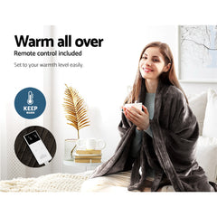 Giselle Electric Throw Rug Blanket Heated Washable Fleece Winter Warm Sofa Brown