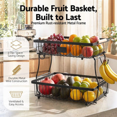 5-Star Chef 2 Tier Fruit Basket Bowl Detachable Kitchen Food Storage Stand