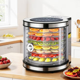 Devanti 8 Trays Food Dehydrator Stainless Steel Auto-Rotate 10 Programs 700W