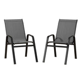 Gardeon 2PC Outdoor Dining Chairs Stackable Lounge Chair Patio Furniture Grey