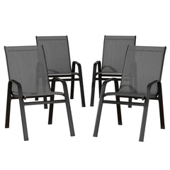Gardeon 4PC Outdoor Dining Chairs Stackable Lounge Chair Patio Furniture Grey