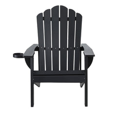 Gardeon Outdoor Chairs HDPE Adirondack Beach Chair Sun Lounge Patio Furniture Garden Black