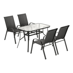 Gardeon 5PC Outdoor Dining Set Table and Chairs Patio Furniture Bistro Set Garden Black