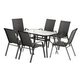 Gardeon 7PC Outdoor Dining Set Table and Chairs Patio Furniture Garden Bistro Set Black