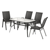 Gardeon 5PC Outdoor Dining Set Table and Chairs Patio Furniture Bistro Set Garden Black