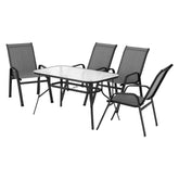 Gardeon 5PC Outdoor Dining Set Table and Chairs Patio Furniture Bistro Set Garden Grey