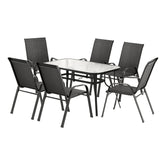Gardeon 7PC Outdoor Dining Set Table and Chairs Patio Furniture Bistro Set Garden Black