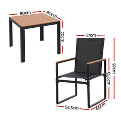 Gardeon 5 Piece Outdoor Dining Set Table and Chairs Patio Garden Furniture Bistro Set