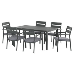 Gardeon Outdoor Dining Set 7 Piece Aluminum Table Chairs Setting Black