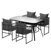 Gardeon 5PC Outdoor Dining Set Table and Chairs Patio Furniture Garden Bistro Set Black
