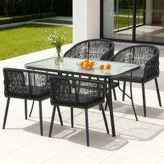 Gardeon 5 Piece Outdoor Dining Set Table and Chairs Garden Patio Furniture Bistro Set Black