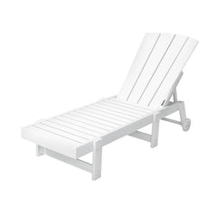 Gardeon Sun Lounge Beach Chair HDPE Adirondack Lounger Patio Outdoor Furniture with Wheels White