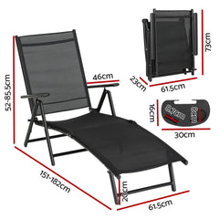 Gardeon Sun Lounge Outdoor Lounger Aluminium Folding Beach Chair Camping Patio