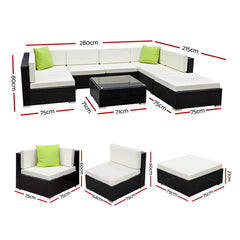 Gardeon 8-Piece Outdoor Sofa Set Wicker Couch Lounge Setting Cover