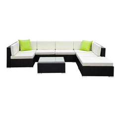 Gardeon 8-Piece Outdoor Sofa Set Wicker Couch Lounge Setting Cover