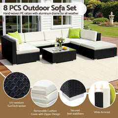 Gardeon 8-Piece Outdoor Sofa Set Wicker Couch Lounge Setting Cover